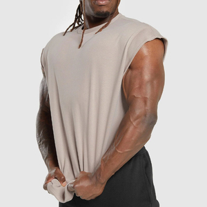 Camiseta sin mangas lisa al por mayor para hombre, estilo urbano, oversize, con logo personalizado, fabricante OEM, de algodón, para entrenamiento muscular - Product Image 1