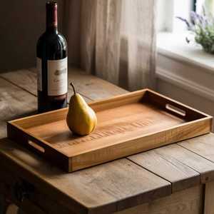 Plateau de service en bois d'acacia fait main, plateau moderne et écologique pour servir des charcuteries, des fromages et des en-cas - Product Image 1