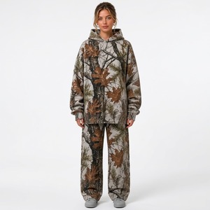 Conjunto deportivo de alta calidad para mujer con estampado de leopardo en blanco y negro, sudadera con capucha y pantalones anchos, chándal informal largo. - Product Image 5