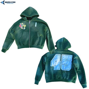 Sweat à capuche zippé personnalisé OEM 100 % coton molletonné, uni, unisexe, fermeture éclair intégrale, fournisseur - Product Image 4