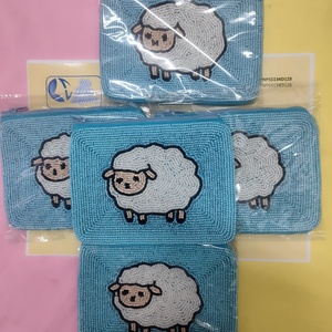 Porte-monnaie mignon fait main en perles, motif mouton, avec fermeture éclair, petit portefeuille animal mignon, mini trousse de maquillage, pour usage quotidien - Product Image 3