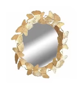 Miroir mural en laiton en forme de feuille de Ginkgo dorée, art décoratif bohème encadré - Product Image 5