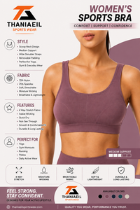 Soutien-gorge de sport violet à col rond avec coussinets amovibles pour le yoga et l'entraînement physique - Product Image 4