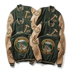 Veste universitaire personnalisée OEM en laine avec manches en cuir, broderie Cloister Guild Arcade, patch Archivolt, manteau bleu ardoise - Product Image 6