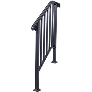 Rampe d'escalier extérieure à 2-3 marches, garde-corps flexible pour porche en fer forgé # 2 dispositifs d'aide pour les escaliers extérieurs - Product Image 4