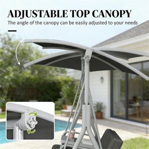 Sedia a Dondolo da Esterno Grigia per Portico, Giardino e Terrazza - Design Versatile per Arredamento Casa - Product Image 4