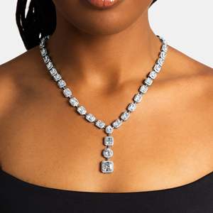 Luxury 925 Silver Brilliant Cut Hip Hop <b>Statement</b> <b>Necklace</b> Rhodium Plated Tennis Chain Unisex Party Jewelry - Product Image 5