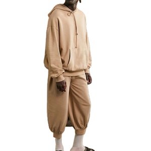 Vente en gros de survêtements de jogging personnalisés surdimensionnés de couleur unie deux pièces ensemble de survêtements unisexe 2026 - Product Image 2