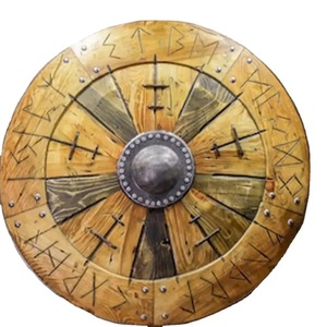 Bouclier Viking artisanal de 24 pouces en acier au carbone, motif celtique marron, personnalisable ODM/OBM/OEM, avec manche en bois, qualité DIY Ahmad Fabric - Product Image 1