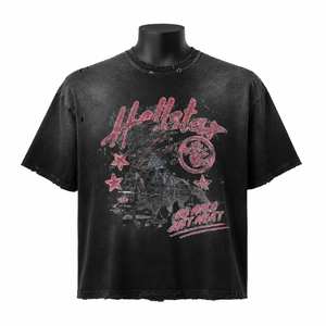 เสื้อยืดโอเวอร์ไซส์สไตล์วินเทจแบบทำสีซีดและขาดๆ |   เสื้อยืดผ้าฝ้ายลายกราฟิกสตรีทแวร์ผู้ชาย ผู้ผลิตแบบ OEM ODM - Product Image 1