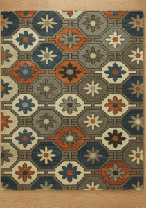 Alfombras de lana hechas a mano con diseño de flores multicolor, tamaño y color personalizables para uso en el hogar, oficina o sala de estar. - Product Image 5