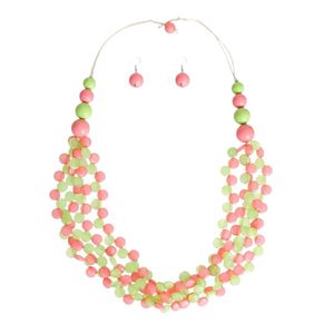 Collier long marbré rose et vert pour femme, bijou de mode élégant, collier à perles, pendentif stylé, accessoire de fête, cadeau - Product Image 5