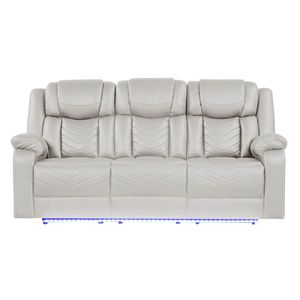 Divano Reclinabile Elettrico Moderno Contemporaneo Canger con LED, Beige, con Struttura in Legno e Metallo, Include Portabicchieri - Product Image 1