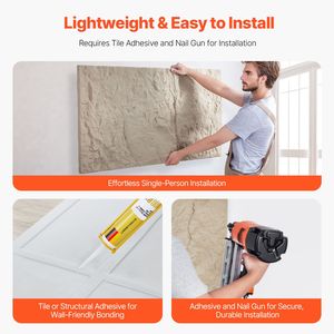 Paquete de 4 Paneles Decorativos de Pared de Imitación de Piedra Natural de PU de 48 x 24 Pulgadas, Cobertura de 32 Pies Cuadrados, Panel de Pared Decorativo 3D para Interiores del Hogar - Product Image 6