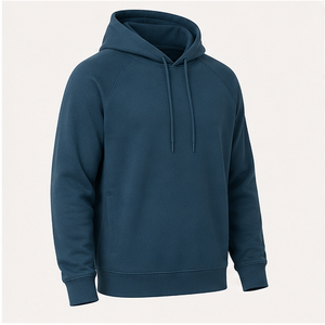 เสื้อฮู้ดดี้ผู้ชายสีน้ำเงินเบนซินทรงหลวมสไตล์สปอร์ต ปรับแต่งได้ พร้อมเชือกผูกแบบโทนสี ด้านหน้าเรียบหรู ผลิตจากผ้าคอตตอนผสมเทอร์รี่ รุ่น MHOOD-0018 - Product Image 3