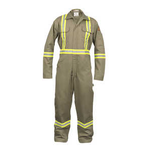 FR High Visibility Hi Vis Coverall 88% C/12% N-X-Large Khaki Flame Resistant <b>Safety</b> <b>Clothing</b> - Product Image 1