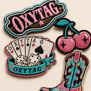 Ensemble de patchs brodés thermocollants Oxytag avec motifs de bottes de cowboy, de cœurs cerises et de cartes pour la décoration de vêtements à prix avantageux - Product Image 4