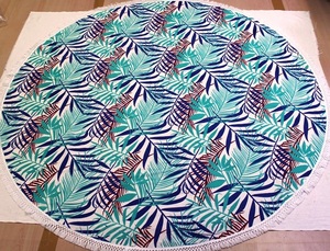 Paréo de plage imprimé rond, fabricant de serviettes de plage, face avant en coton, face arrière en serviette, 2-en-1 - Product Image 3