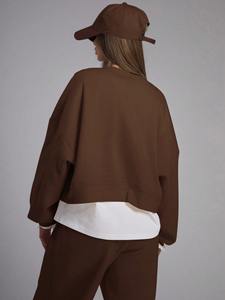 Custom Women's Oversized Sweatshirt and <b>Wide</b> <b>Leg</b> <b>Pants</b> Tracksuit Premium Fleece Casual <b>Lounge</b> Set OEM ODM Private Label - Product Image 3