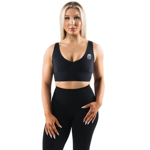 Sujetador Deportivo Sin Costuras con Escote Profundo en V para Mujer, Copas A y B, para Yoga, Entrenamiento, Gimnasio, Ejercicio, Suave, Elástico y con Soporte - Product Image 1