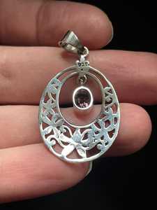 Pendentif floral en améthyste naturelle, serti de lames en or, fait main, en argent sterling massif, magnifique cadeau pour elle, idéal pour les fiançailles - Product Image 2