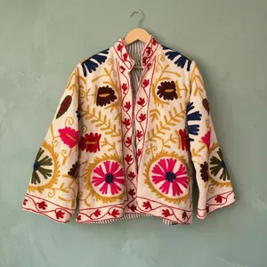 Broderie florale vintage style bohème Suzani, art populaire coloré, ethnique, fait main, 100% coton, respirant, anti-plis, pour femme - Product Image 1