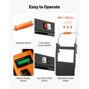 Carrello Elettrico Saliscale da 400 kg con Manico Estensibile da 400 cm, Carrello Elettrico per Carichi Pesanti - Product Image 6