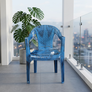 Blue Plastic Manual Modern Stackable Injection Moulded Living Room <b>Chair</b> Slat <b>Back</b> Design Polyester Liner Home Furniture Hard - Product Image 3