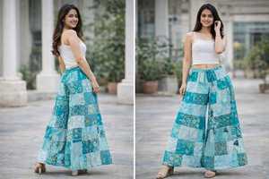Pantalon Palazzo en Rayonne Patchwork Super Vente, 100% Rayonne, Personnalisé, Doux, Style Pêcheur, Unisexe, Bohème, pour Bureau et Été - Product Image 5