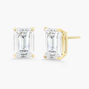 Boucles d'oreilles clous en diamant 6 carats en or massif 10K 14K 18K, serties de griffes, émeraude étincelante de laboratoire, classiques, avec fermoir poussoir, bijoux fins - Product Image 1