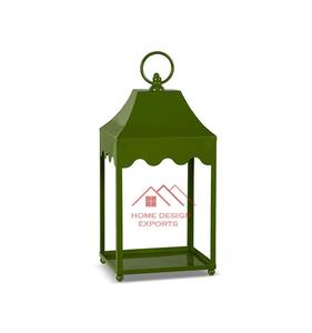 Farol de metal con acabado en esmalte verde, decoración navideña, farol de metal para el hogar y el jardín, arreglos con velas. - Product Image 1