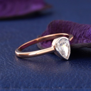 Pear Cut Diamond Engagement Ring Unisex IGI Certified 14K Gold Plated Luxury Classic Style Jewelry for Wedding Anniversary Party - Product Image 2