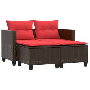Divano da Giardino a 2 Posti in Rattan PE Marrone e Rosso con Struttura in Acciaio, Realizzato con Poliestere Resistente - Prodotto Durevole ed Elegante - Product Image 2
