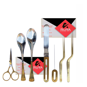 Gold Color Stainless Steel Chef Plating <b>Kitchen</b> Culinary Cooking Tweezers 8 Pcs Set Offset Tweezer Chef <b>Scissor</b> Spoon Spatula - Product Image 1