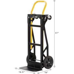 Carro de mano de acero de alta resistencia convertible 2 en 1, capacidad de 220lb/330lb, ruedas de PU de fácil montaje para almacén, oficina, jardín - Product Image 2