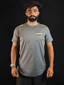 T-shirt à manches courtes pour homme PUFFIN SPORTS OEM personnalisé avec logo néon, coupe classique, tissu jersey à séchage rapide, style décontracté - Product Image 1