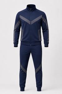 Men's Polyester Tracksuit Full <b>Zip</b> <b>Hooded</b> Sporty Style Color Blocking Regular Fit Winter Eco-Friendly Quick Dry Lightweight - Product Image 3