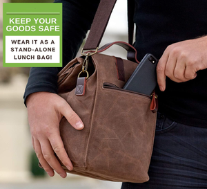 กระเป๋าใส่อาหารกลางวันแบบมีฉนวนสำหรับผู้ชายและผู้หญิง ขนาด 10 ลิตร ดีไซน์ทันสมัย ทำจากผ้าแคนวาสเคลือบแว็กซ์ เหมาะสำหรับทำงาน ออฟฟิศ ปิกนิก กล่องอาหารกลางวันกันน้ำ กระเป๋าเก็บความเย็น - Product Image 3