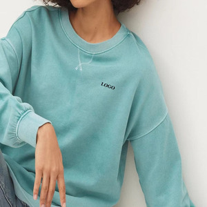 Sudaderas Lisas para Mujer, Estilo Nuevo, Cuello en V, Tallas Grandes, Corte Holgado, Cuello Redondo, Bordado Personalizado en la Parte Delantera, Felpa de Algodón Tejida, Ropa Urbana - Product Image 3