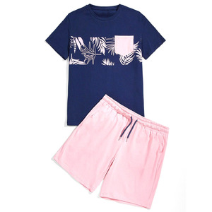 Conjunto de camiseta y pantalones cortos para hombre, material ligero, diseño transpirable, ideal para entrenamiento en el gimnasio y actividades al aire libre. - Product Image 1