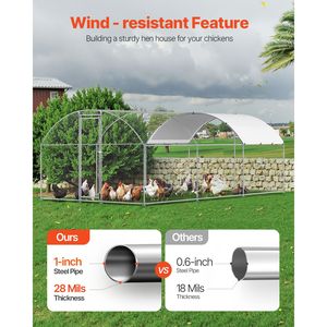 Grande Pollaio in Metallo 9.8x19.3x6.5 ft con Tetto a Cupola, Pollaio Accessibile con Serratura di Sicurezza per Fattorie - Product Image 1
