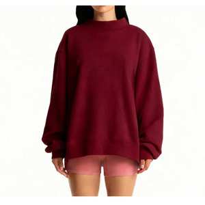 Suéter de cuello alto extragrande para mujer, forrado de lana, 100% algodón, ODM, estilo urbano para otoño e invierno - Product Image 2