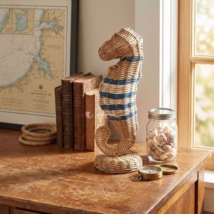Jarrón de Mimbre y Ratán con Forma de Caballito de Mar, Centro de Mesa Tejido a Mano para Decoración de Sala de Estar y Hogar - Product Image 2
