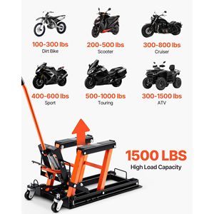 ขาตั้งยกรถแบบกรรไกรไฮดรอลิกเหล็ก รับน้ำหนัก 1500 ปอนด์ สำหรับรถจักรยานยนต์และรถเอทีวี ขนาด 4.7 นิ้ว 15 นิ้ว 4 ล้อ ไฮดรอลิก - Product Image 2