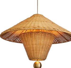 Luminaire suspendu structurel en rotin tressé traditionnel, abat-jour de style farmhouse pour restaurant et hôtel - Product Image 4