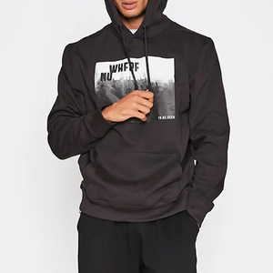 Sudadera con capucha extragrande personalizada al por mayor para hombre, 100% algodón, manga larga, informal, con logo impreso. - Product Image 5