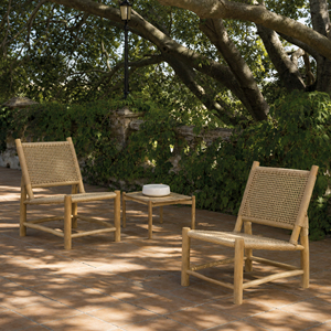 Sofá individual de ratán sintético resistente a la intemperie, muebles de jardín y patio de alta calidad con ramas de madera de teca, hecho en Indonesia. - Product Image 1
