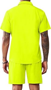 ชุดเสื้อโปโลแขนสั้นสีเขียวมะกอกสำหรับผู้ชาย พร้อมกางเกงขาสั้น ผ้าถัก ระบายอากาศได้ดี เหมาะสำหรับใส่ในฤดูร้อน แห้งเร็ว ผลิตจากผ้าฝ้ายผสมสแปนเด็กซ์ - Product Image 5