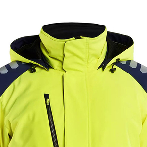 Veste de sécurité réfléchissante haute visibilité, résistante à l'eau, à capuche, jaune-vert, vêtements de travail softshell, fournisseur de logo personnalisé - Product Image 3