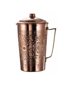 Jarra de cobre con tapa hermética y amuleto del viejo mundo adecuado para beber agua ayurvédica y decoración del hogar - Product Image 1